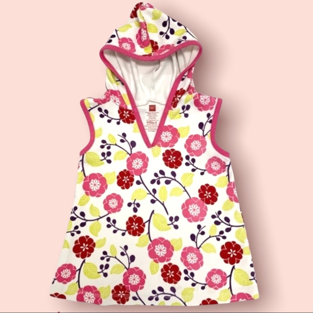 Tea Collection Hooded Floral Tunic Top 12 18